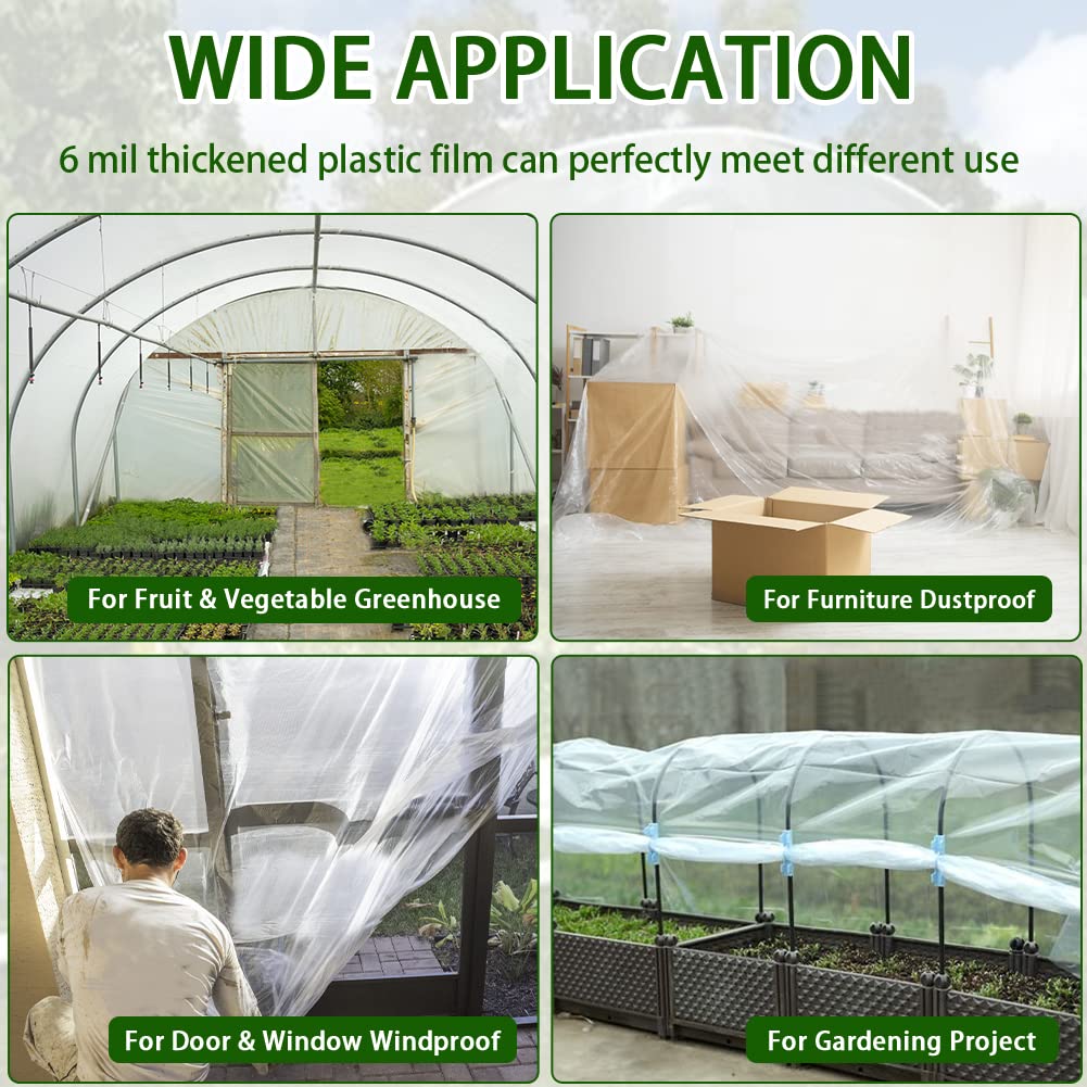 LSGCQ 6 mil Greenhouse Plastic Film Sheeting Cover, 8 x 26 Ft