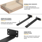 HITOMEN Heavy Duty Floating Shelf Brackets, 12-Inch (1/5'' Thick) Hidden Shelves Hardware, Iron L Brackets, Rustic Industrial Black Metal Wall Shelving Supports, 4 Pack