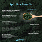 ENERGYBITS - Organic Spirulina Tablets - Plant-Based Algae Superfood - for Focus, Fitness, Energy - Plant Protein - Gluten Free - Collagen, Vitamin B12, Omega 3 - Keto & Vegan - 1000 Algae Tablets