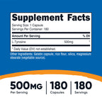 Nutricost L-Tyrosine 500mg, 180 Capsules (3 Bottles)