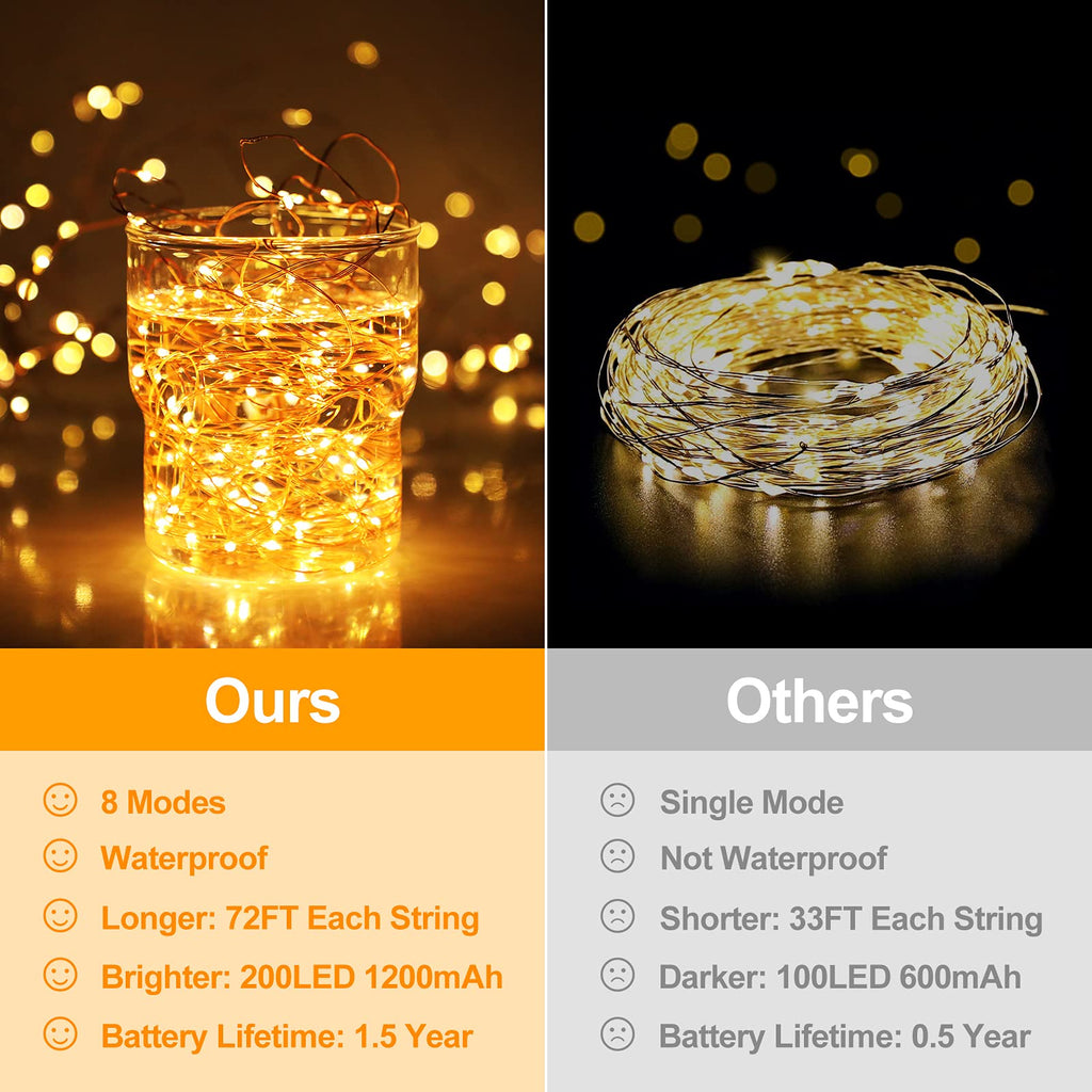4-Pack Solar Fairy Lights Outdoor, Extra-long 288FT 800LED String Lights
