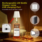 Hoide 2025 New Wireless Bottle Lamp - LED Bottle Lights for Liquor & Wine Bottles, Cordless Lampshade, Whiskey Bottle Top Light, Bottle Stopper Night Light Kit, Rechargeable 3-Tone Touch-Dimmable
