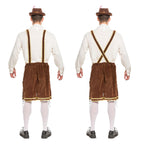 Spooktacular Creations Halloween Men Oktoberfest Costume Set, Lederhosen Men with German Bavarian Hat, Beer Costume, Adults Halloween Brown Outfit for Beer Festival Party (Large)