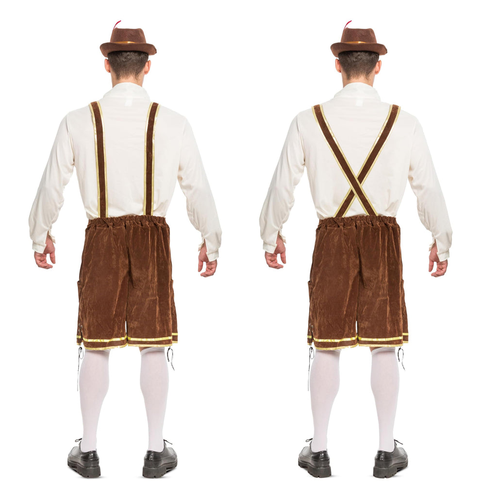 Spooktacular Creations Halloween Men Oktoberfest Costume Set, Lederhosen Men with German Bavarian Hat, Beer Costume, Adults Halloween Brown Outfit for Beer Festival Party (Medium)
