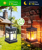 KOOPER Hanging Solar Lanterns Outdoor Waterproof, 4PCS Flickering Flame Hanging Solar Lights for Outside, Outdoor Solar Lanterns up to 12 Hours, Halloween Lanterns Decorative for Patio Yard Garden