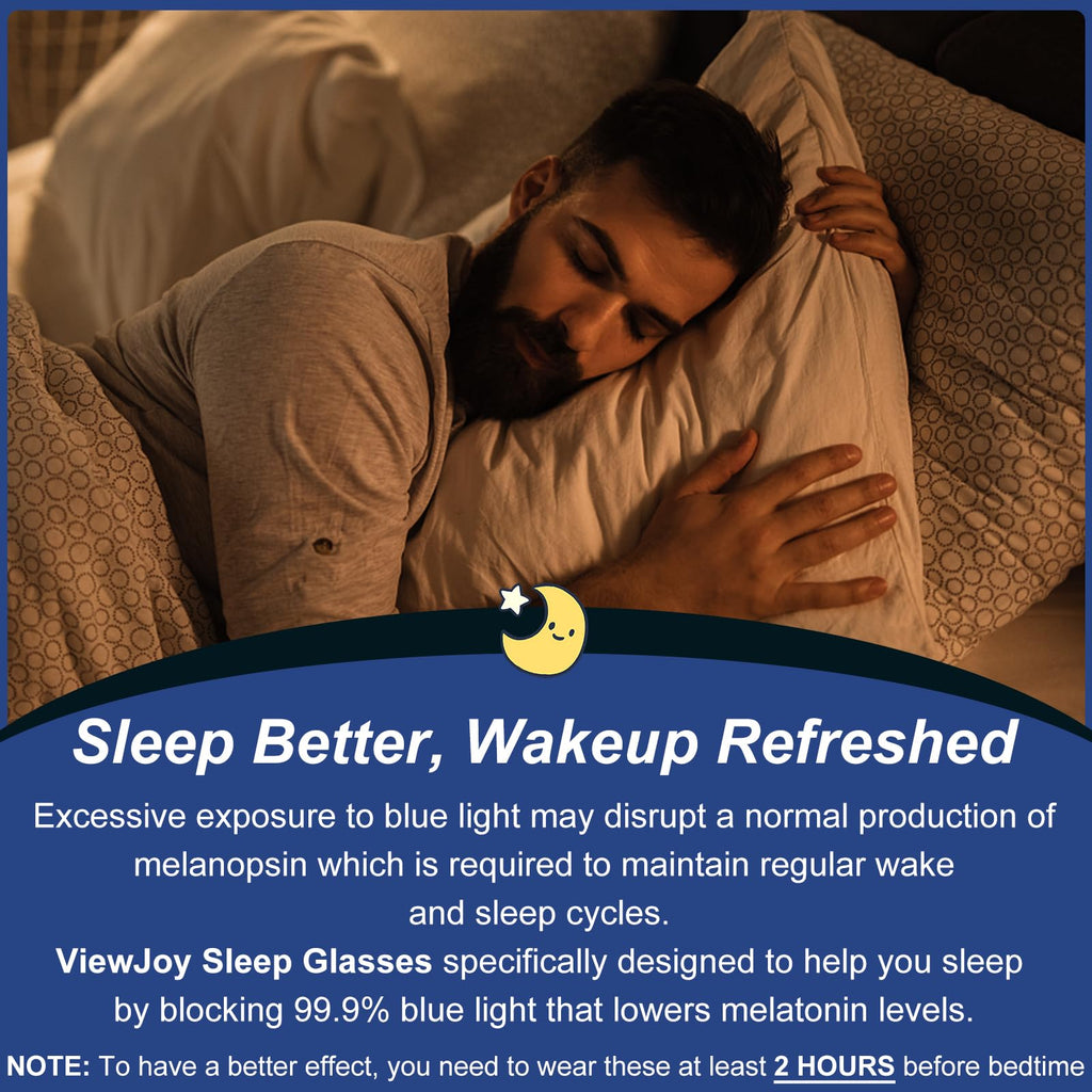 ViewJoy Sleep Glasses 99.9% Blue Light Glasses Dual AR Coatings Amber Orange Lens for Computer Gaming Reduce Eyestrain Havana Tortoise Shell Frames