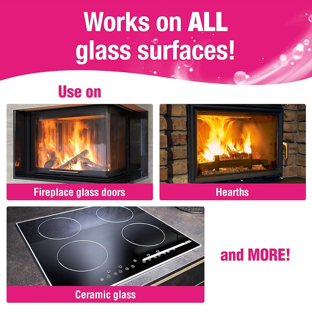 Quick 'n Brite Fireplace Glass Cleaner Kit – Heavy-Duty 16oz Cleaner with Scraper Tool, Melamine & Scrubber Sponges, Microfiber Towel – Glass, Wood Stove & Fireplace Door Cleaning - Made in the USA