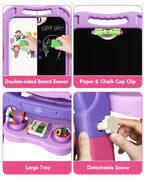 Lehoo Castle Easel for Kids, Double Sided Kids Art Easel with Magnetic White Board Chalk Board, Adjustable Standing Toddler Easel with Drawing Accessories, Gift for Girls 3 4 Years Old