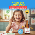 HealthBest Liquid Iron Syrup for Kids – Triple Action with Folic Acid and Zinc – Boosts Hemoglobin, Appetite, and Immunity – No Metallic Taste – 200ml Liquid Supplement, Safe & Effective