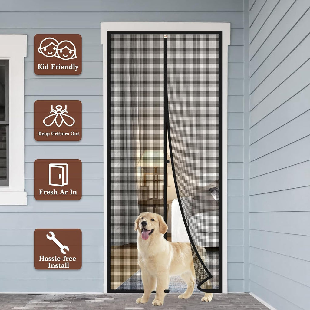 Yotache Custom Magnetic Screen Door, Reinforced Polyester Mesh with Full Frame Hook&Loop Strip for Patio, Balcony, Front Door