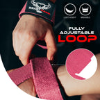 BEAST RAGE Lifting Wrist Straps for Weightlifting, Straps Gym Grip Power Workouts Lifting Straps Padded Cotton Men Women Wrap Lift, Deadlift Bodybuilding Weight Lifting Exercise Straps (Pink)