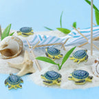 Yerliker 100 Pcs Mini Sea Turtle Figurines Resin Ocean Sea Animals Figures Turtle Lover Gifts Realistic Micro Landscape Decor for Garden, DIY Craft, Coastal Beach Party Favor (Blue)