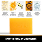 VALITIC Kojic Acid Dark Spot Remover Soap with Turmeric, Vitamin C, Retinol - Original Japanese Complex with Hyaluronic Acid, Vitamin E, Shea Butter, Castile Olive Oil - 2 Pack and African Net Sponge