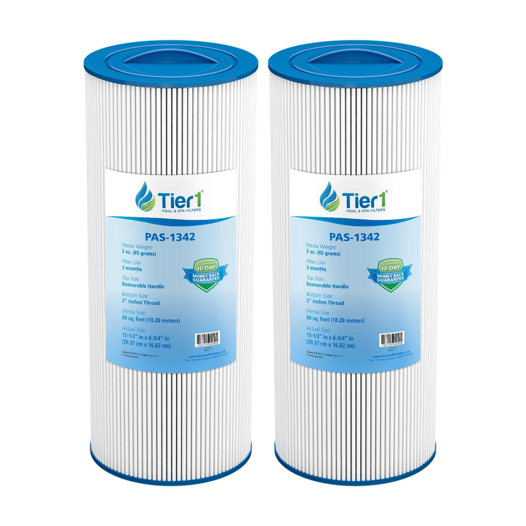Tier1 Spa Filter Cartridge Replacement for Jacuzzi J300 & J400 – 2 Pack | Compatible with 6541-383, PJW60TL-OT-F2S, 6CH-961 | 15-1/2" x 6-3/4" | Trilobal Fabric | Washable & Reusable | High Flow