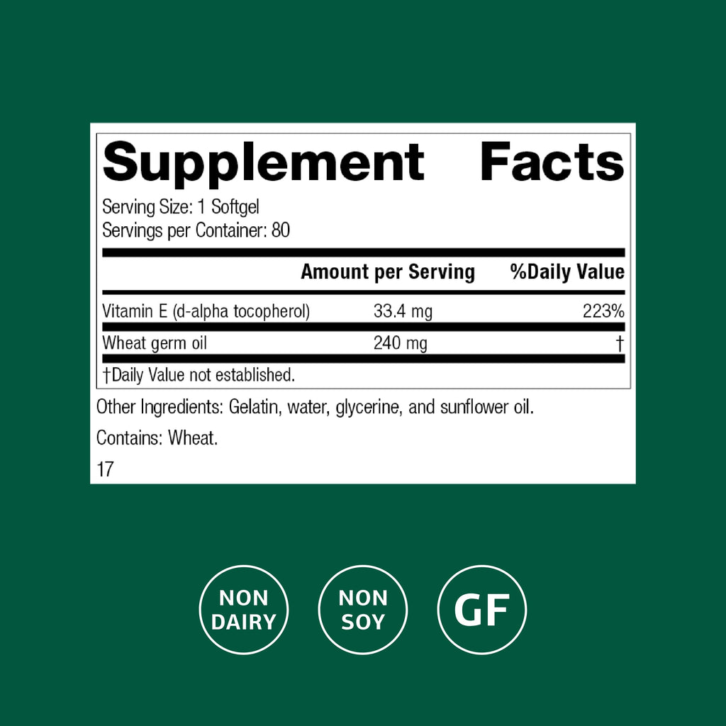 Standard Process Wheat Germ Oil Fortified - Immune Support Supplement to Aid Antioxidant Activity - Gluten-Free, Non-Dairy & Non-Soy - 80 Softgels (80 Servings)