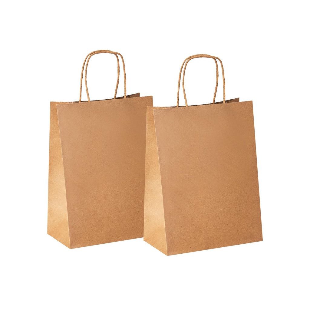 YEEHAW Brown Paper Bags with Handles Bulk 5.8"x3.2"x8.25" 100Pcs Gift Bags Small Size, Brown Gift Bag with Handles for Retail, Party, Shopping, Merchandise