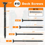 #10 x 3-1/2” Deck Screws, 500Pcs Star Drive Wood Screws, Rust Resistant Timber Screws for Timber/Log/Landscaping Wood, T25 Star Bit Included, Black