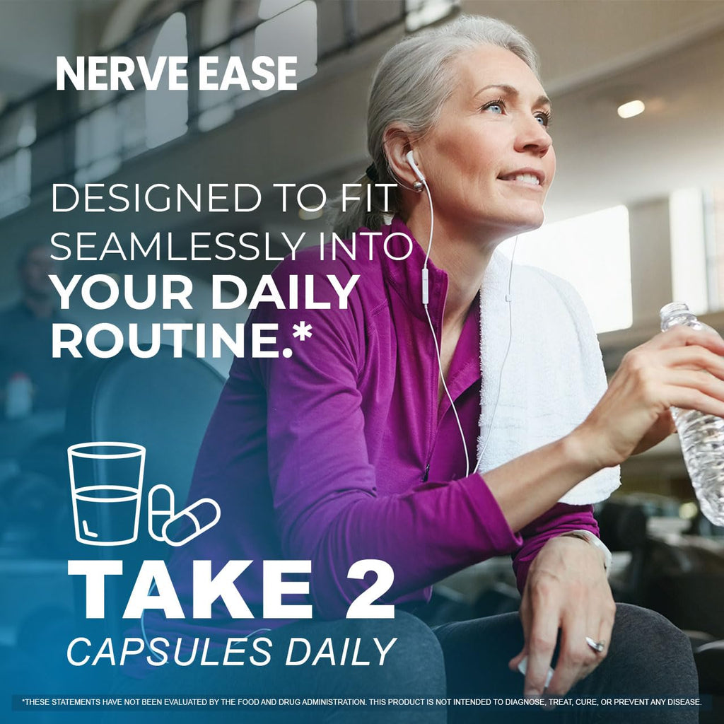 (3 Pack) Nerve Ease Capsules - Nerve Ease Advanced Nerve Support Pills, NerveEase Support Maximum Strength All Natural Premium Formula for Overall Health & Wellness, 180 Capsules for 3 Months