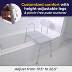 Drive Medical Tub Transfer Bench for Bathtub - Safer, Independent Bathing Aid - Height Adjustable Bench - Sturdy Aluminum Construction - Comfortable Backrest Support - 350 Lb Capacity