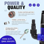 MEDAS 1HP 3434 GPH Sump Pump Submersible Clean/Dirty Water Pump Portable Utility Pump with 16.4ft Cord for Swimming Pool Garden Basement Tub Pond Draining