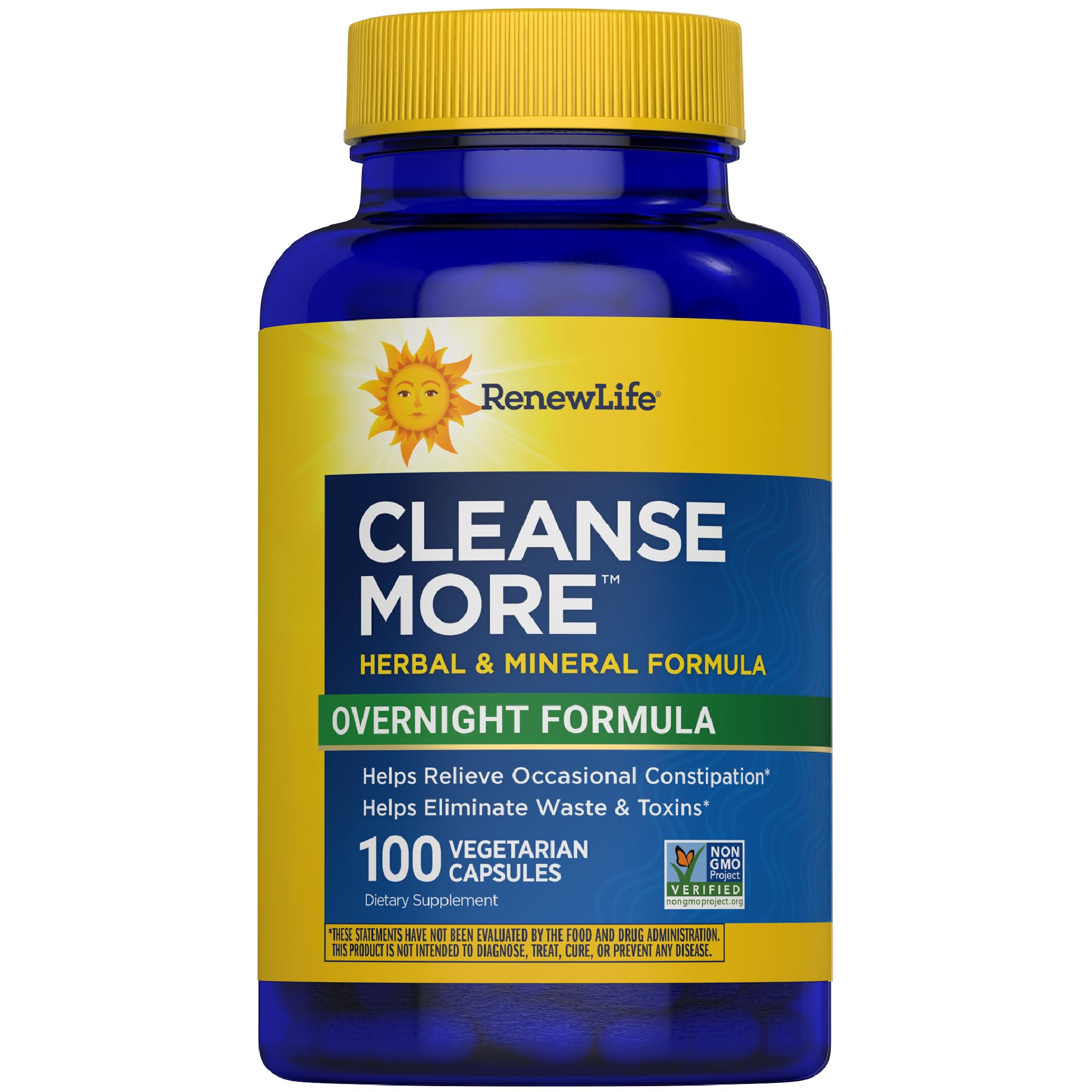 Renew Life Detox Cleanse More, Reduces Bloating and Restores Regularity, Overnight Constipation Relief, Soy, Dairy and gluten-free, 100 Capsules