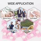 Classycoo Compressed Towel 200 PCS Mini Tablets Disposable Portable Face Towel Cotton Coin Tissue for Travel, Camping, Hiking, Sport, Beauty Salon, Home Hand Wipes and Other Outdoor Activities Pink