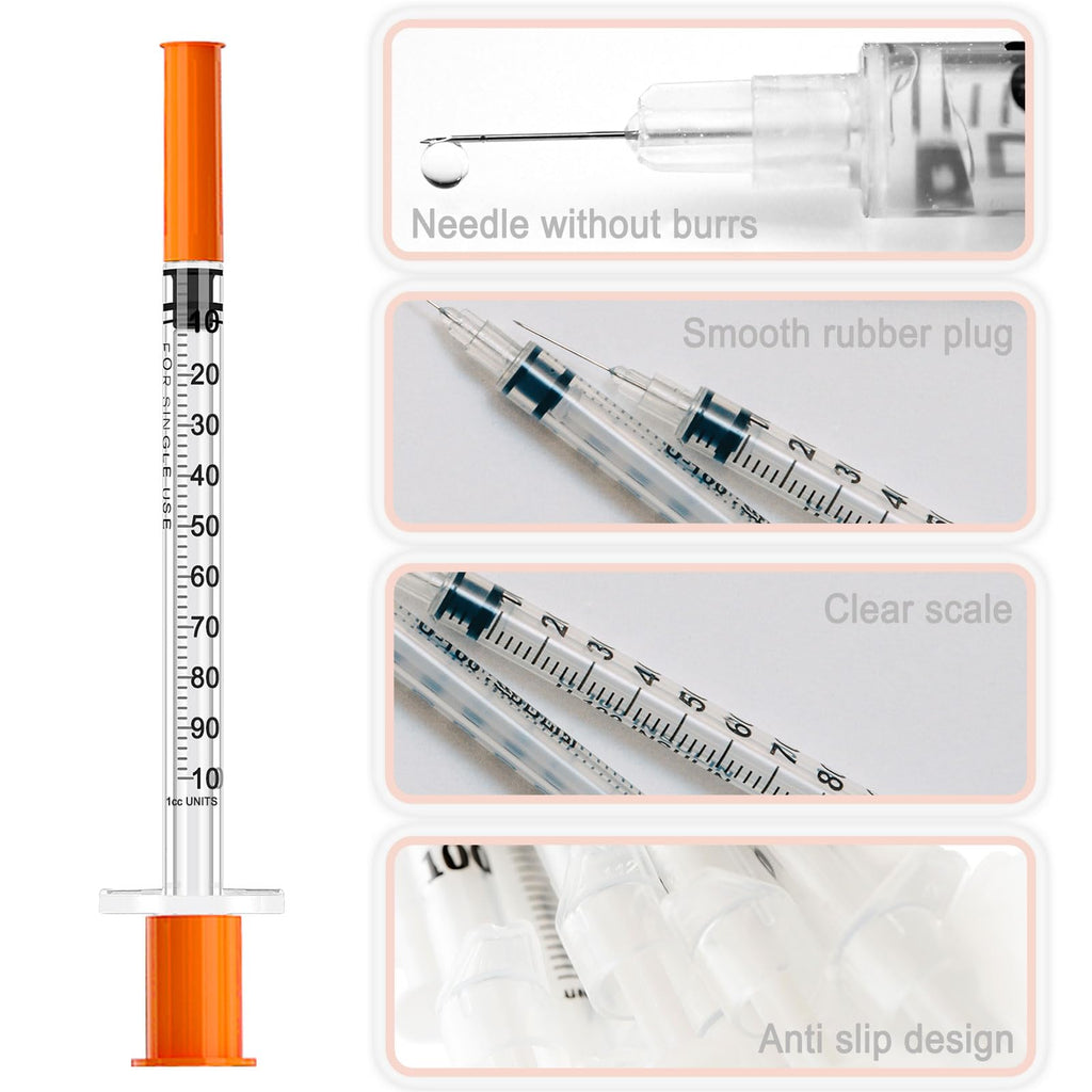 1ml 30G Syringe with 13mm Needle, Disposable Individually Wrapped, Pack of 100