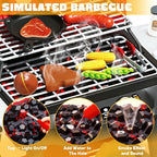 Kids Grill Playset, BBQ Toy Grill with Smoke Sound Light and Wheel, Movable Pretend Play Kitchen Toys Grills for Toddlers 3-5, 2-Layer Barbecue Play Food Christmas Birthday Gifts for Grandkids