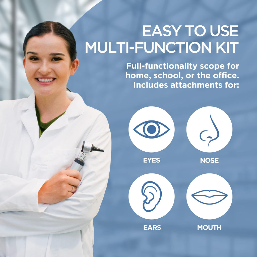 Zyrev Otoscope Oph Diagnostic Set - 36 Piece Medical and Nursing Student Otoscope/Opthalmoscope Diagnostic Kit - with Leather Case for Educational and Professional Settings (Regular)