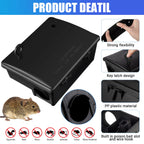 Qualirey Rat Stations Large Rodent with Key Reusable Mouse Stations Mice Blocks Heavy Duty Boxes for Outdoor Rodents Mice Blocks, Black(9.8 x 7.5 x 3.9 Inches,Classic,4 Pack)