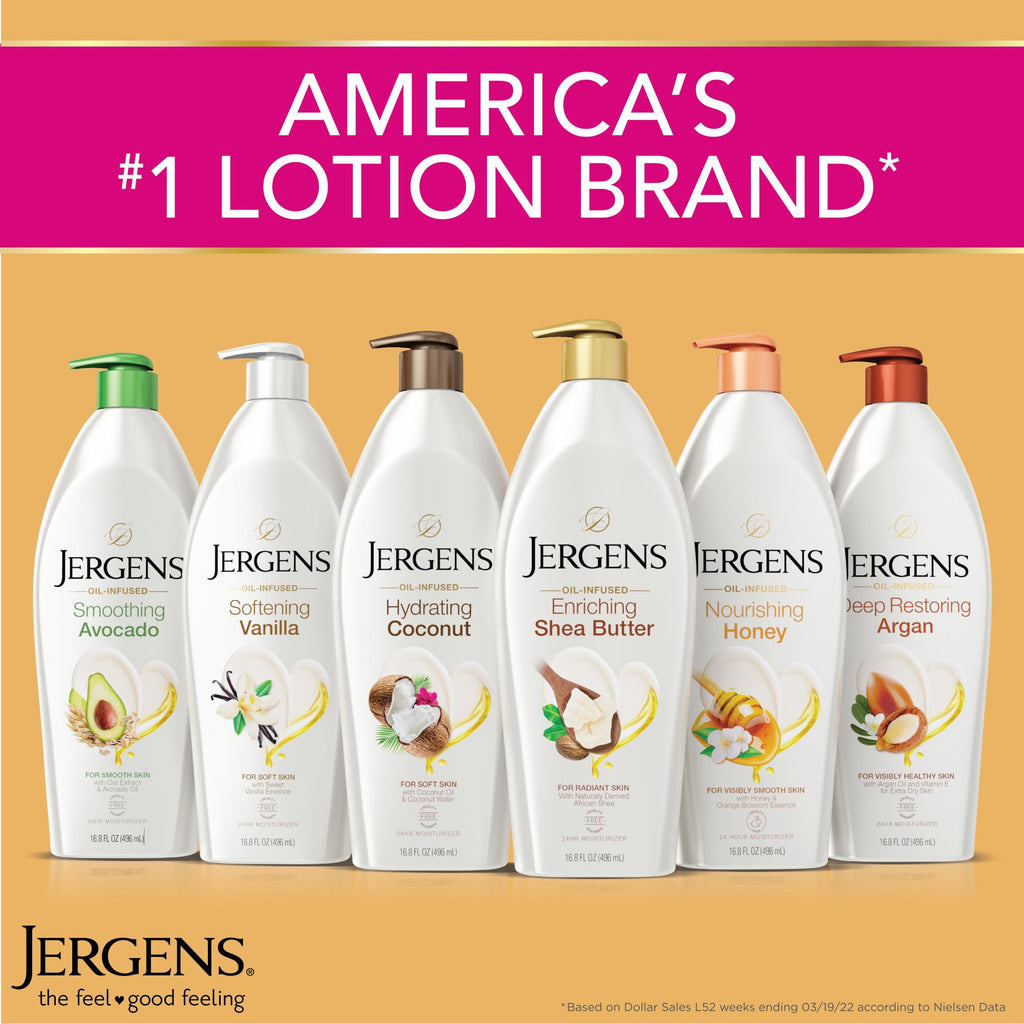 Jergens Hydrating Coconut Body Lotion, Hand and Body Moisturizer, Infused with Coconut Oil, Hydrates Dry Skin Instantly, Dermatologist Tested, 16.8 oz, Pack of 3