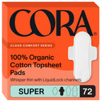 Cora 100% Organic Cotton Topsheet Pads (72 Super Pads)