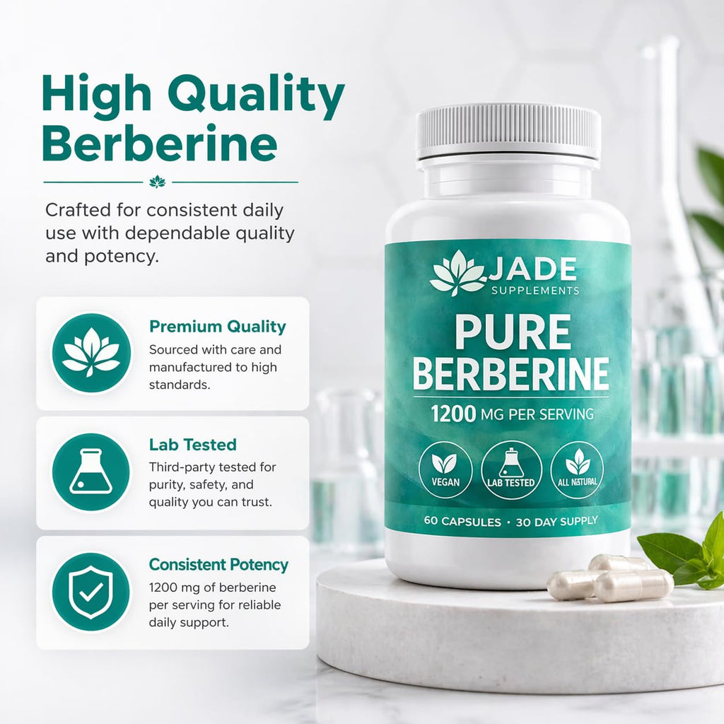 Jade Supplements Pure Berberine, 60 Vegetarian Capsules