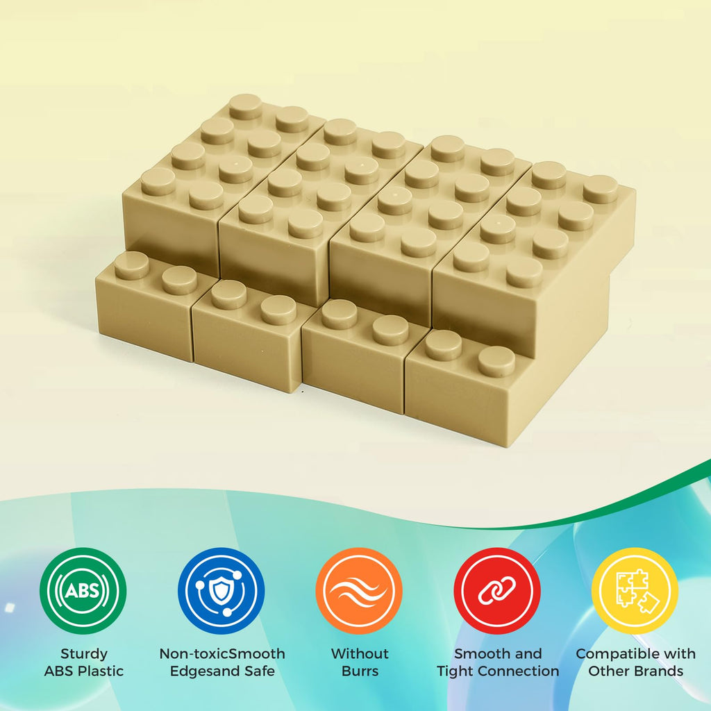 HUIZDQ 500 Piece Classic Building Bricks and 1 Gray Baseplate, 2x4 Bricks Bulk Creative Building Toys, Blocks Bulk for Kids Ages 6+, Sand