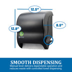 San Jamar Ecologic Element Recycled Plastic Lever Paper Towel Dispenser, Manual Towel Dispenser, Wall Mounted Dispenser with Zero Waste for Home and Business, 8 Inch Rolls, Black