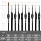 Golden Maple Detail Paint Brushes Set 10pcs
