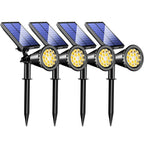 KEV 800 Lumens Solar Spot Lights Outdoor,4 Pack 18 LEDs Solar Flood Lights with 2 Modes &Adjustable &IPX65 Waterproof,Solar Spotlight for Driveway/Backyard/Patio Landscape/Tree/Garage(Warm White)