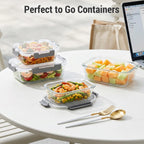 Dealusy 10 Sets 36 oz & 12 oz Glass Food Storage Containers with lids, Gray