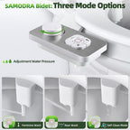 SAMODRA Bidet Attachment, Non-Electric Cold Water Bidet Toilet Seat Attachment with Pressure Controls, Retractable Self-Cleaning Dual Nozzles for Frontal & Rear Wash - Brushed Nickel