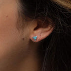 Michooyel Turquoise Stud Earrings for Women 925 Sterling Silver and Handmade Earrings Simple Jewelry Triangle Cut Earring