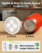 EZVALO LED Puck Lights, Rechargeable Stick On Tap Lights, Wireless Closet Light, 3 Color Temps, Under Cabinet Lights, 2.95'' Mini Touch Light, Ideal for Kitchen,Closet,Pantry,Shelves,Camper(6 Pack)