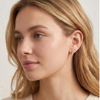 Reffeer Solid 925 Sterling Silver Lightning Bolt Hoop Earrings for Women Teen Girls Lightning Hoop Earrings Cartilage Huggie Earrings (B-18K Gold)