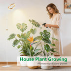 LPMZMBL One Head Grow Light for Indoor Plants Full Spectrum - Floor Standing Plant Lamp with Auto Timer 6/12/18H, 5-Level Dimmable & Adjustable Height 16.5-68in for Large Tall Plants |Faux Wood Design