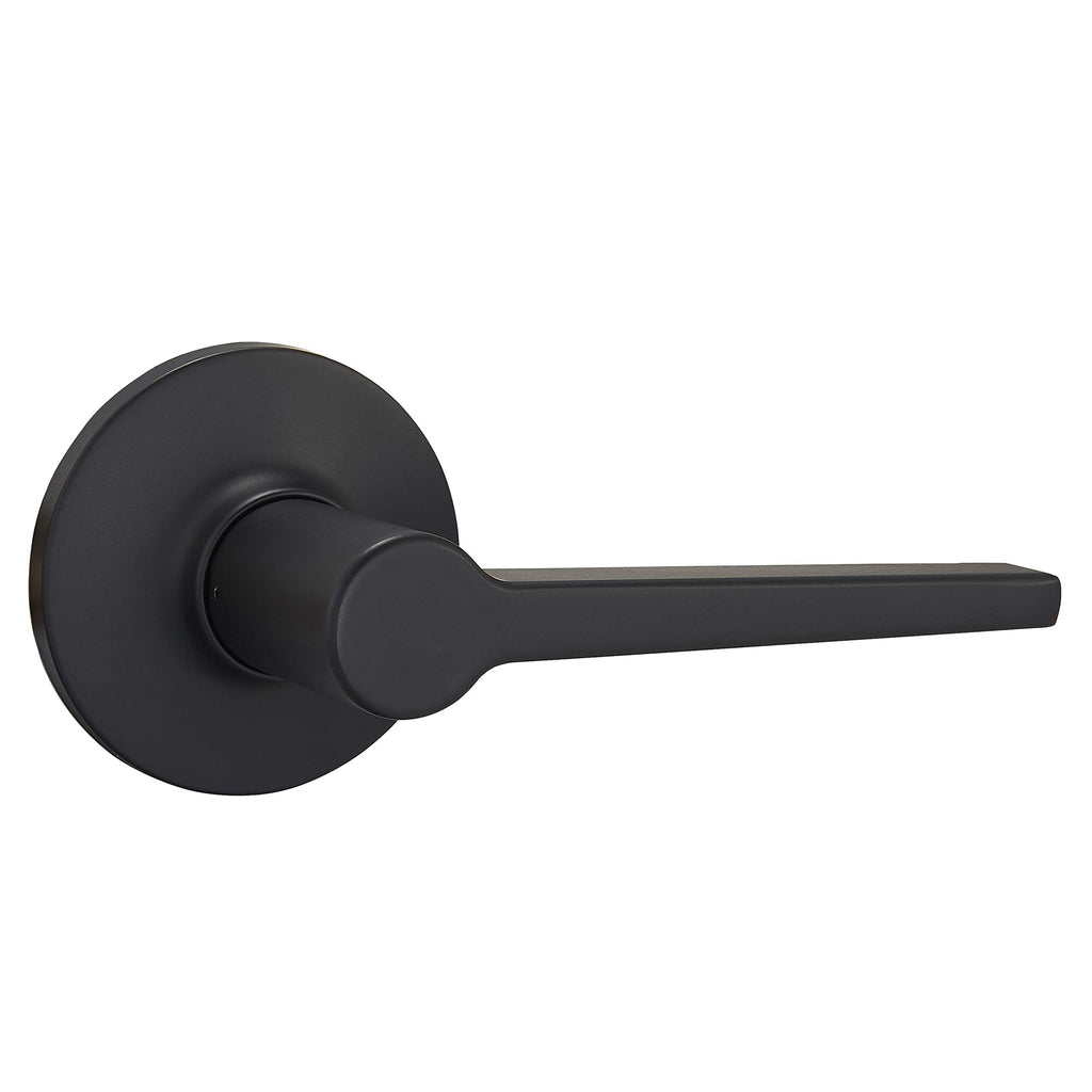 Amazon Basics Manchester Passage Lever Door Handle - Keyless, Reversible, Fits 1-3/8" to 1-3/4" Doors, Adjustable Latch, Matte Black, 1-Pack