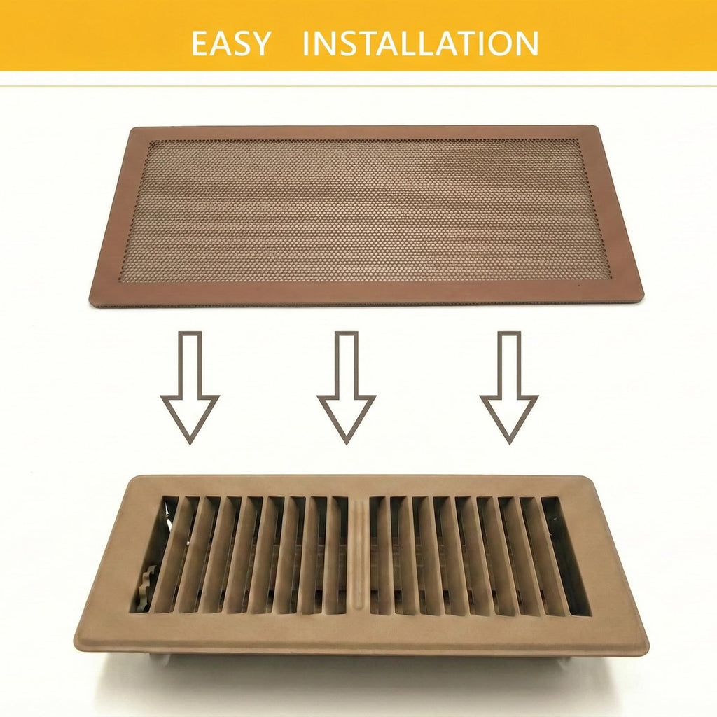 MODERN WAVE - Extra Strong Magnetic Air Vent Screen Cover for Floor 5-Pack (7" x 11", Brown)