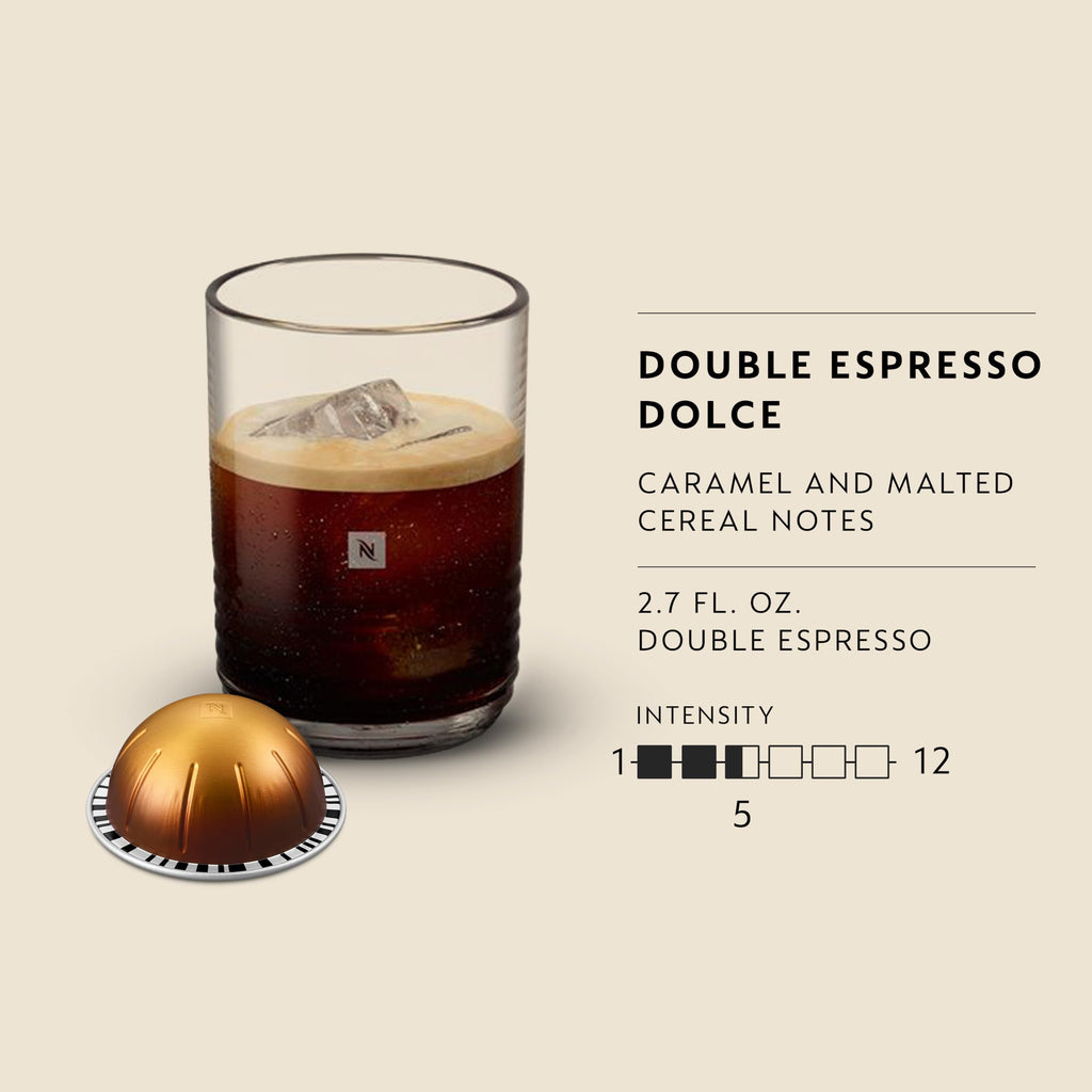 Nespresso Vertuo, Double Espresso Dolce, Mild Roast, 30-Count Espresso Pods