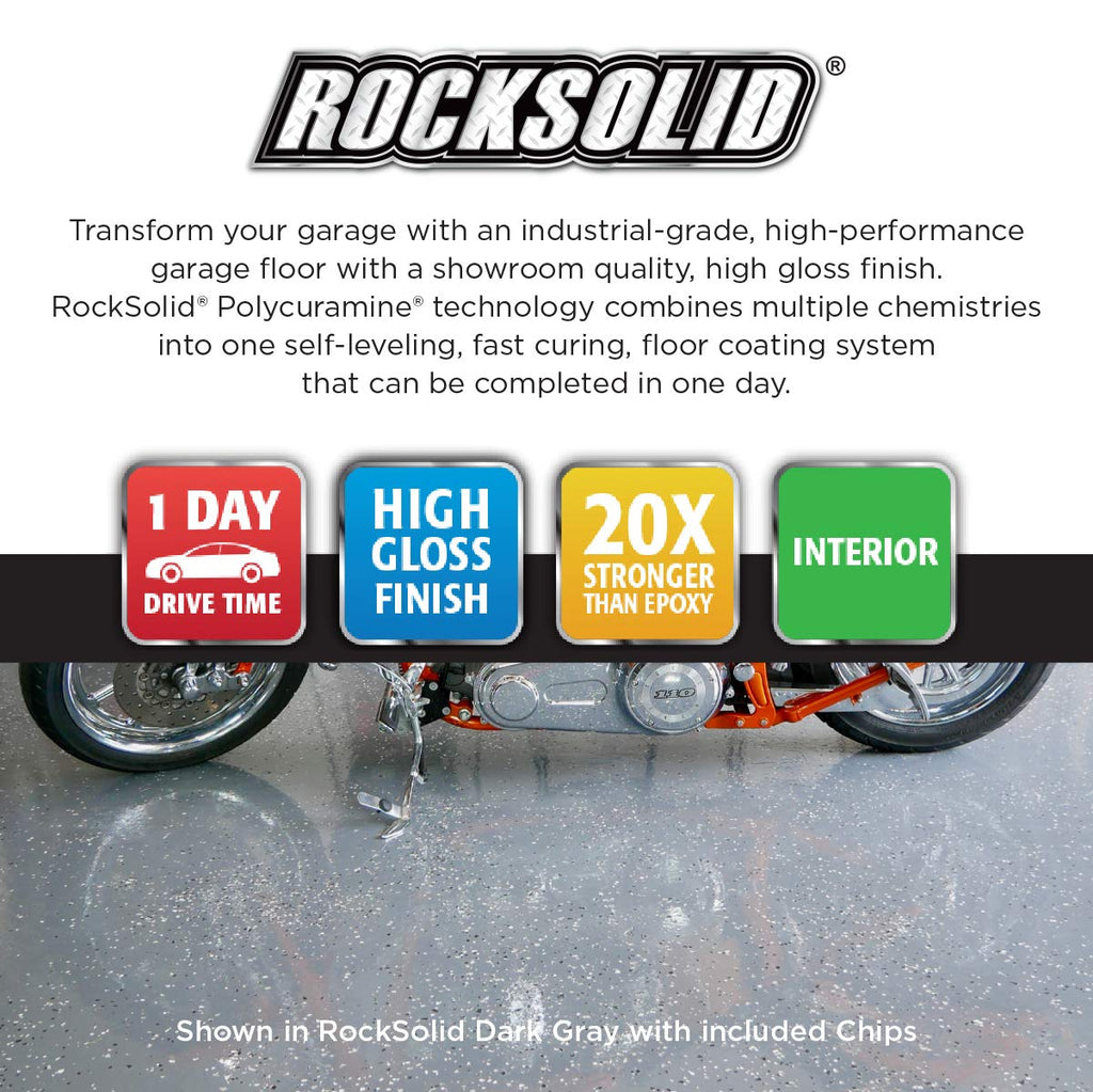 Rust-Oleum 317286 RockSolid Polycuramine Garage Floor Coating, 1 Car Kit, High Gloss Dark Gray