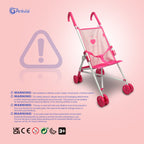 Anivia Baby Doll Collection Doll Stroller Heart Design Gifts for Toddlers and Girls Foldable Doll Stroller
