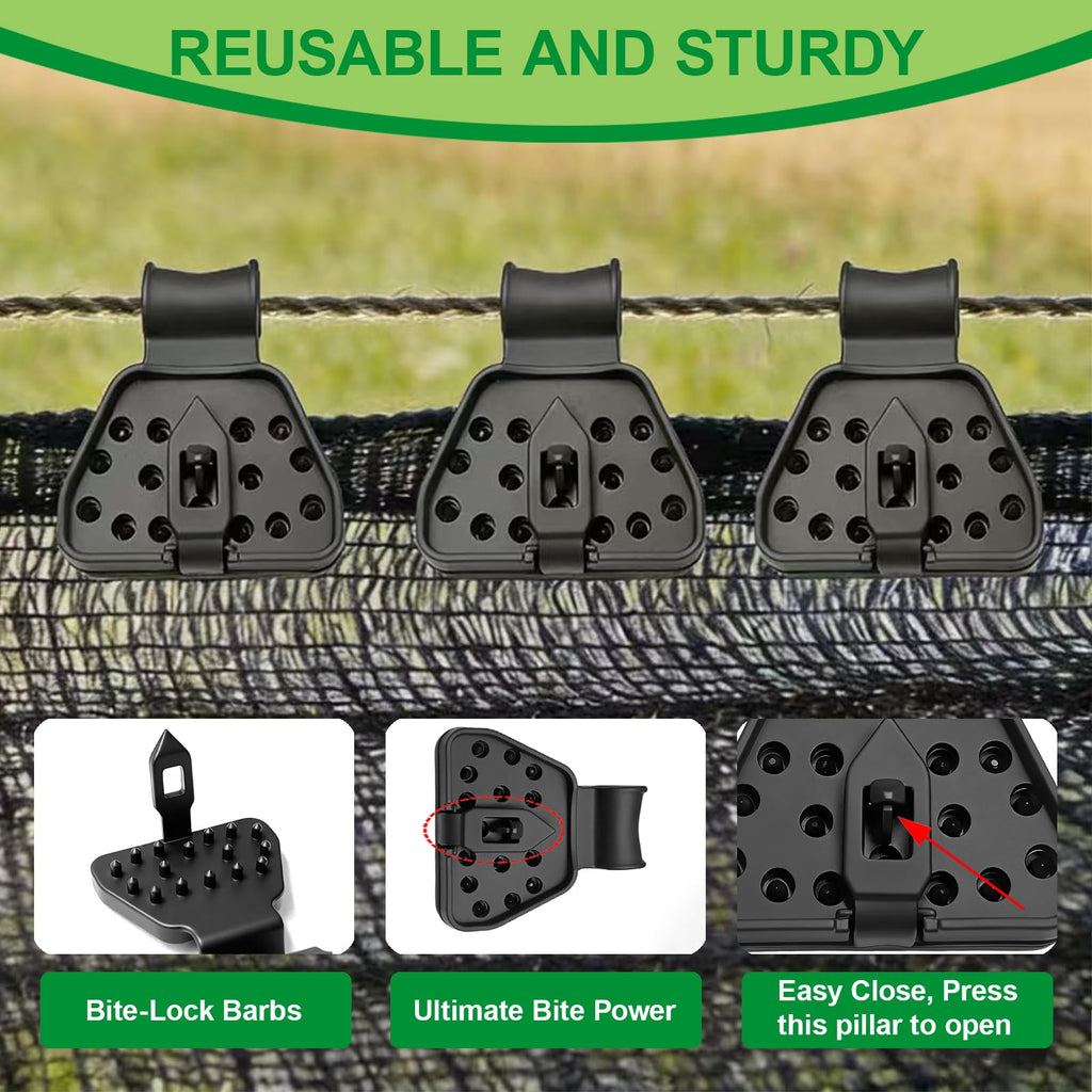 120 PCS Shade Cloth Clips 2026 New Shade Clamps,Garden Net clamps,Reusable Dual-buckle Tarp Clips Heavy Duty Lock Grip for Garden Patio,Fence Mesh fabric fasteners