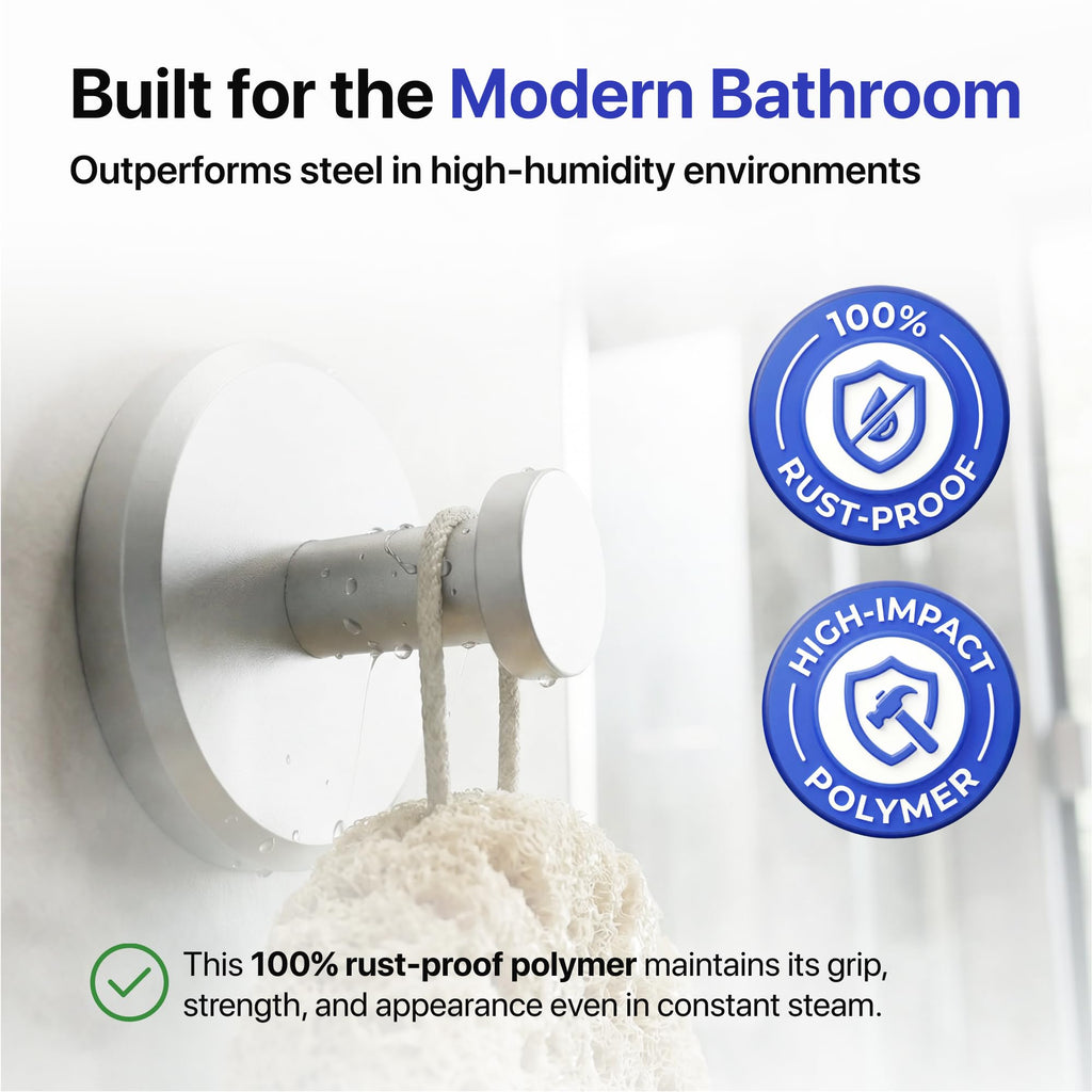 HOME SO Suction Cup Hooks for Shower & Bathroom Towel Holder 2-Pack – Suction Cups Hooks for Hanging Towels, Robes, & Coats - Tiles, Glass Door or Mirror – Shower Hooks & Towel Hooks Organizer -Nickel